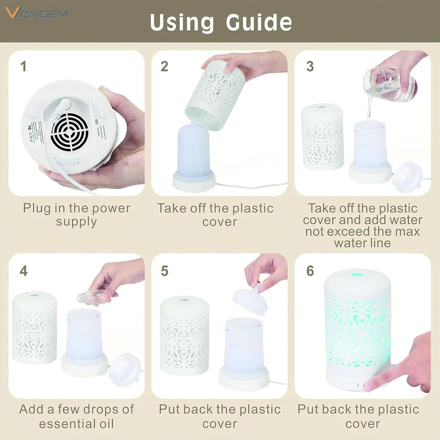 Essential Oil Diffusers Aromatherapy White Humidifier Desk 100Ml Diffuser Small Ultrasonic Machine Waterless Auto-Off