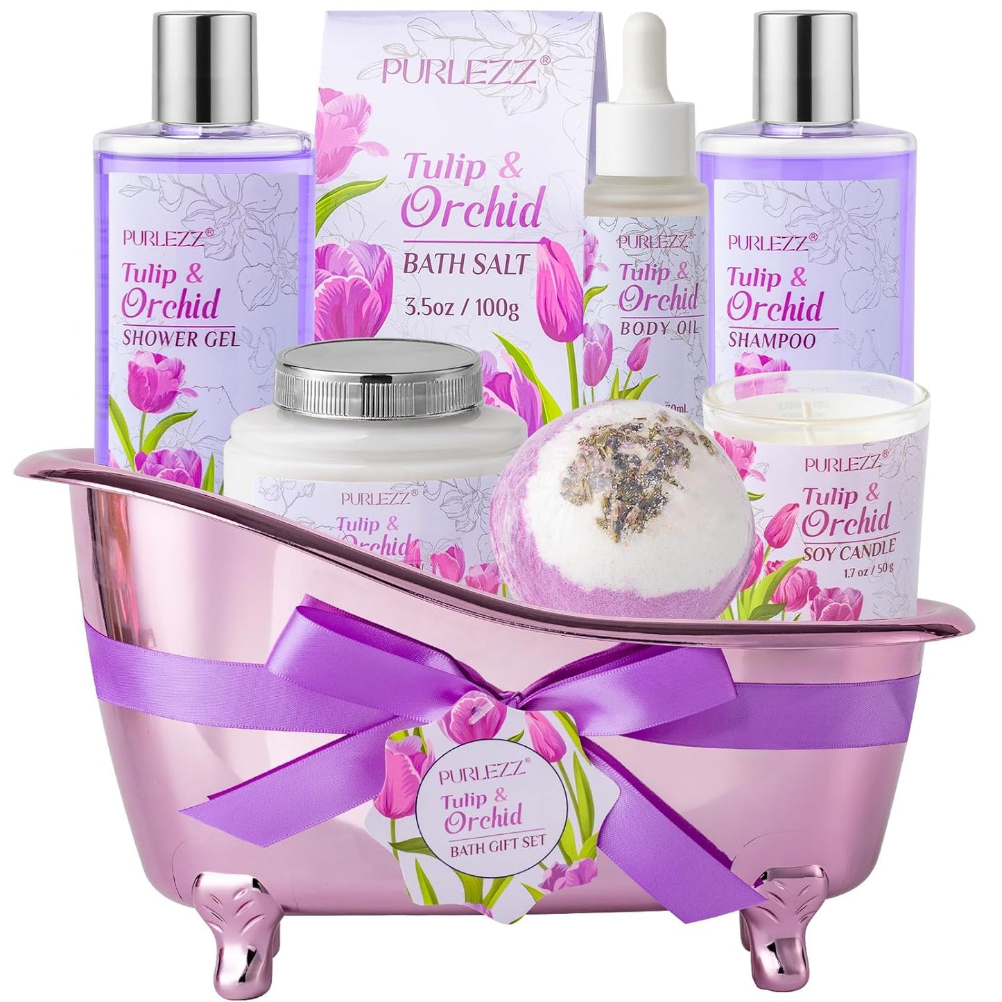 Mother'S Day Gift for Mom, Tulip Gifts Bath and Body Gift Basket, Bath Gift Set Self Care Spa Kit, Self-Care Set, Birthday Gifts for Her, Wife, Friends, Christmas, Mother Day, Anniversary