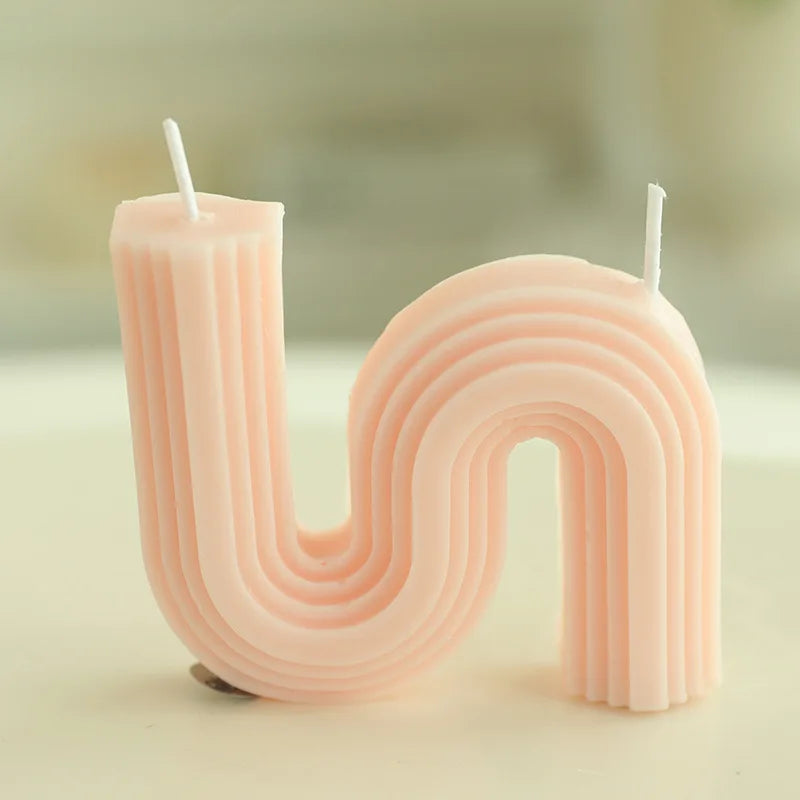 Geometry Unique Candle Wave S Shape Unscented Decorative Candles Black White Pink Hand Poured Soy Candles