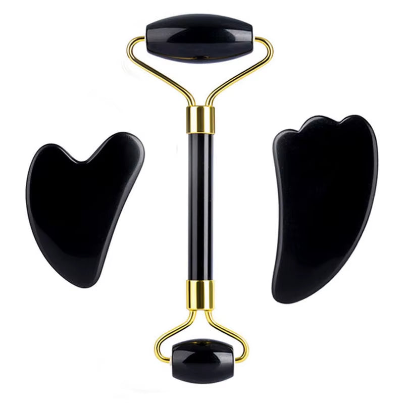 New Natural Obsidian Sleep Eye Mask Jade Roller Gua Sha Massage Tools Cold Therapy Health Beauty Skin Care Massager for Face