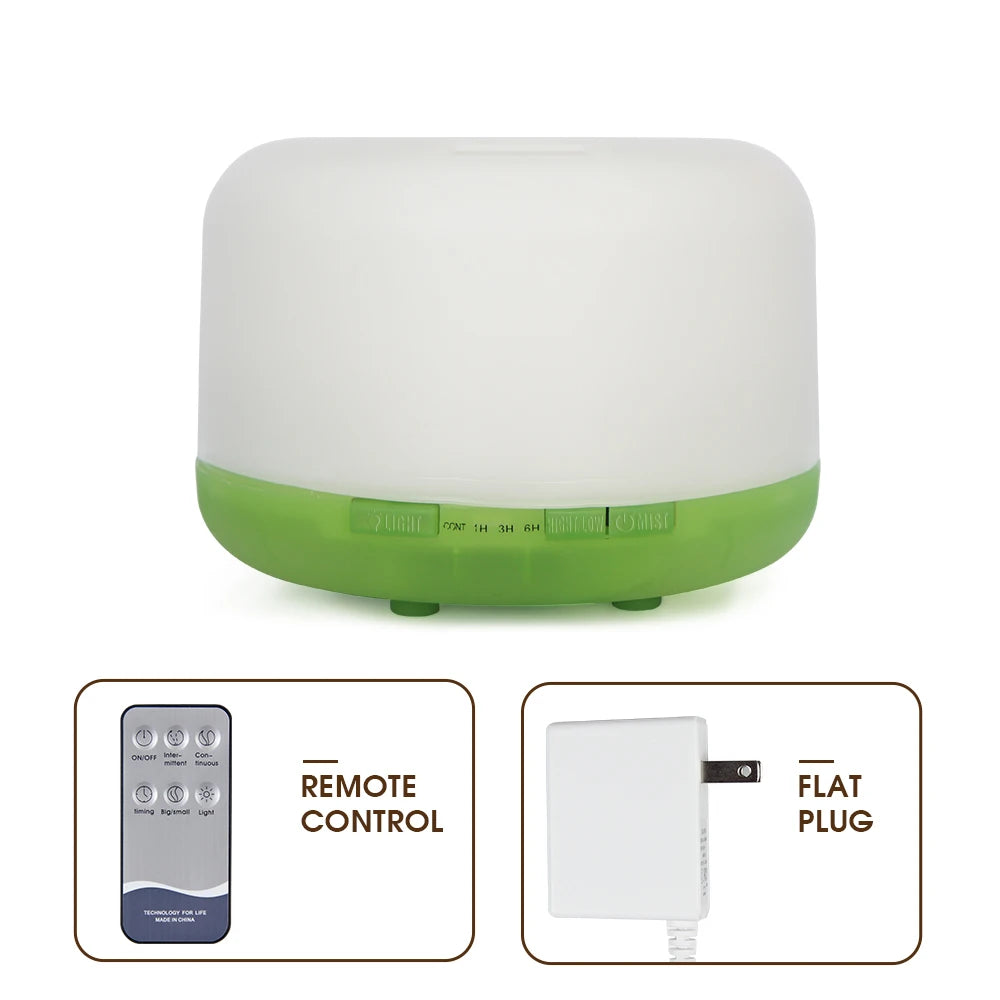 500Ml Essential Oil Diffuser Quiet Aroma Mist Diffusers Ultrasonic Air Humidifier Remote Control Timing Function with Lights