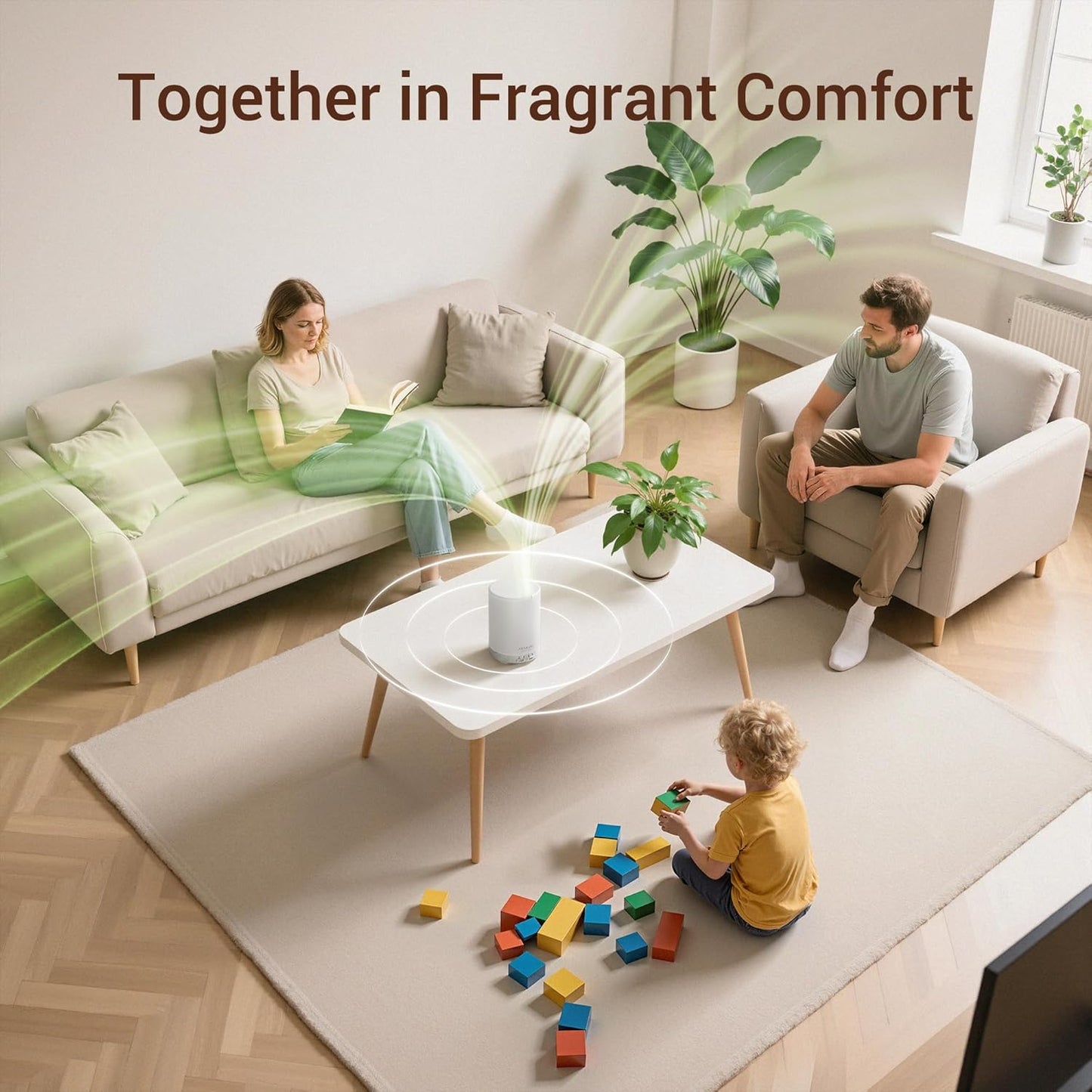 Essential Oil Diffuser for Home, 300 Ml Humidifier with Automatic Shut-Off, Quiet Aromatherapy Diffuser with 7 LED Lights for Living Room, Kitchen, Bedroom, Hotel - White Wood