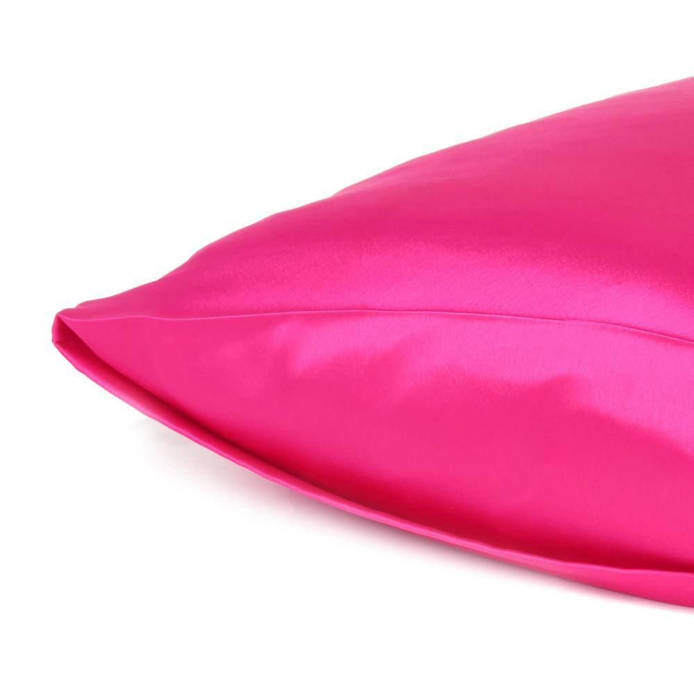 Amelia Fuchsia Solid Color Satin King Pillowcases (Set of 2)
