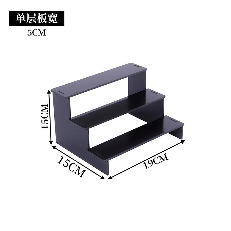 Black Acrylic Multi Tier Display Stand Shelf Organizer Tool Free Assembly Scratch Resistant Surface for Perfume Cupcake Cosmetic