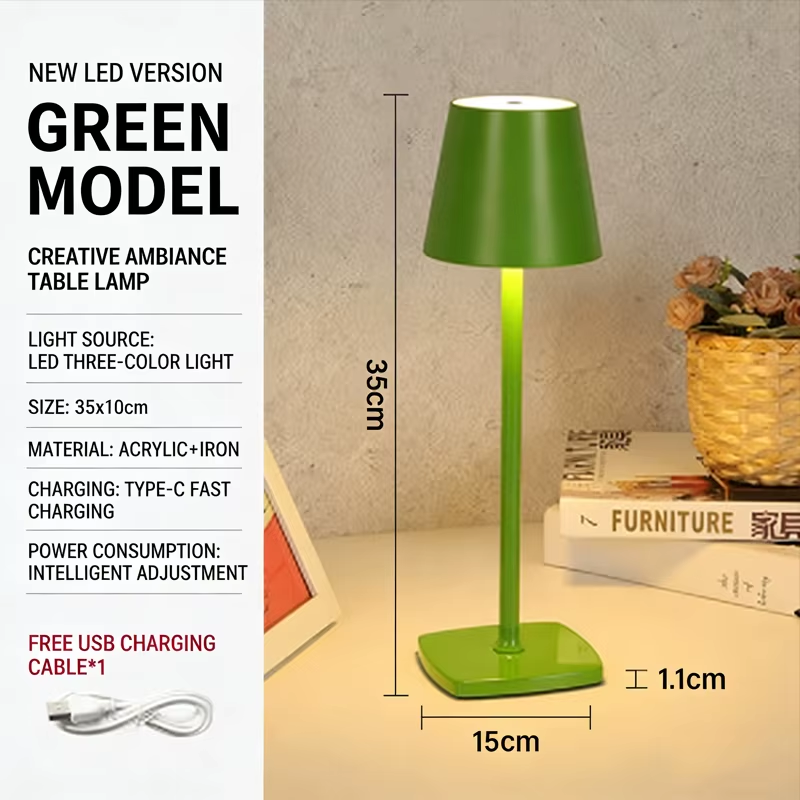 Rechargeable LED Table Lamp Touch Switch 3 Levels Dimmable Desk Lights Bar Club Dinner Creative Decorative Ambient Lighting
