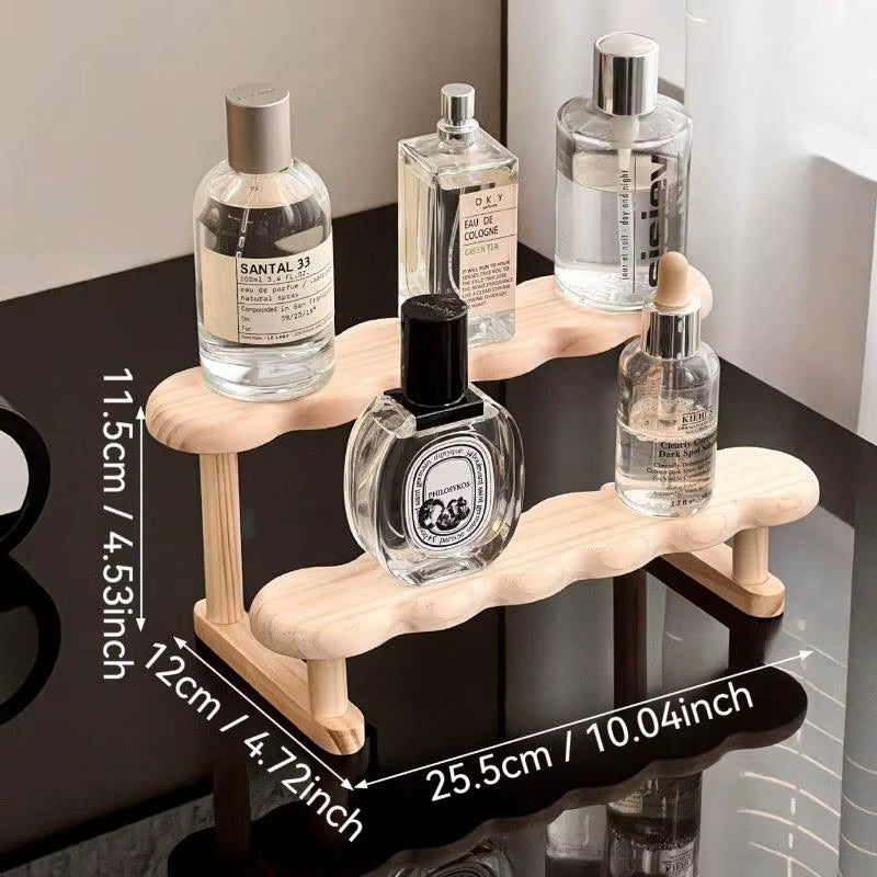 3 Tier Display Riser Stand Wooden Shelf for Perfume Organizer Perfume Display Shelf Figure Display Case Dolls Storage Rack