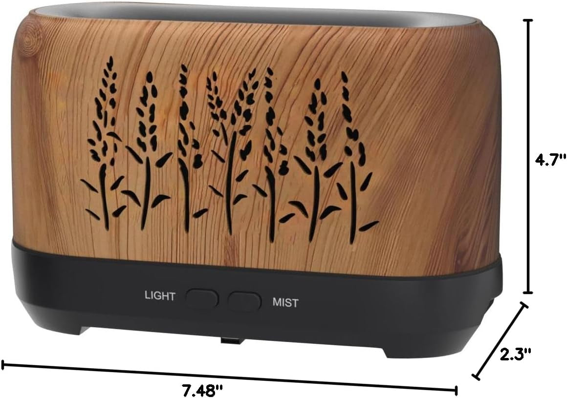 Essential Oil Diffusers with Flame Light, Upgraded Super Quiet Diffusers for Aromatherapy Essential Oils Mist Humidifiers with 3 Mist Mode 4 Timer Waterless Auto Shut-Off for Home Office(Wood)