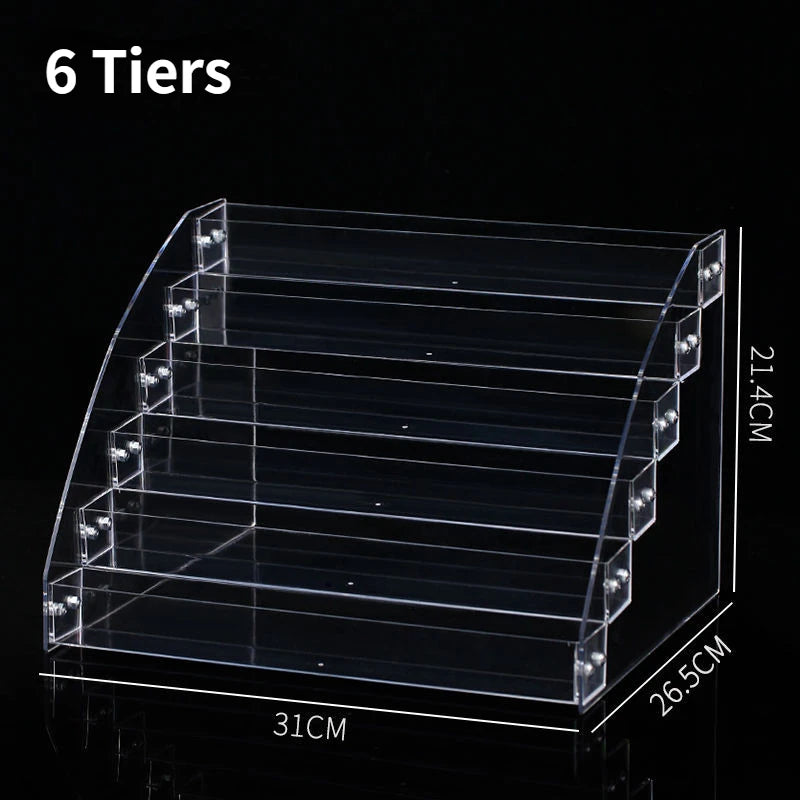 Acrylic Display Rack Nail Polish Storage Box Transparent Ladder Perfume Stand Holder Makeup Organizer Toy Shelf Desktop Shelf