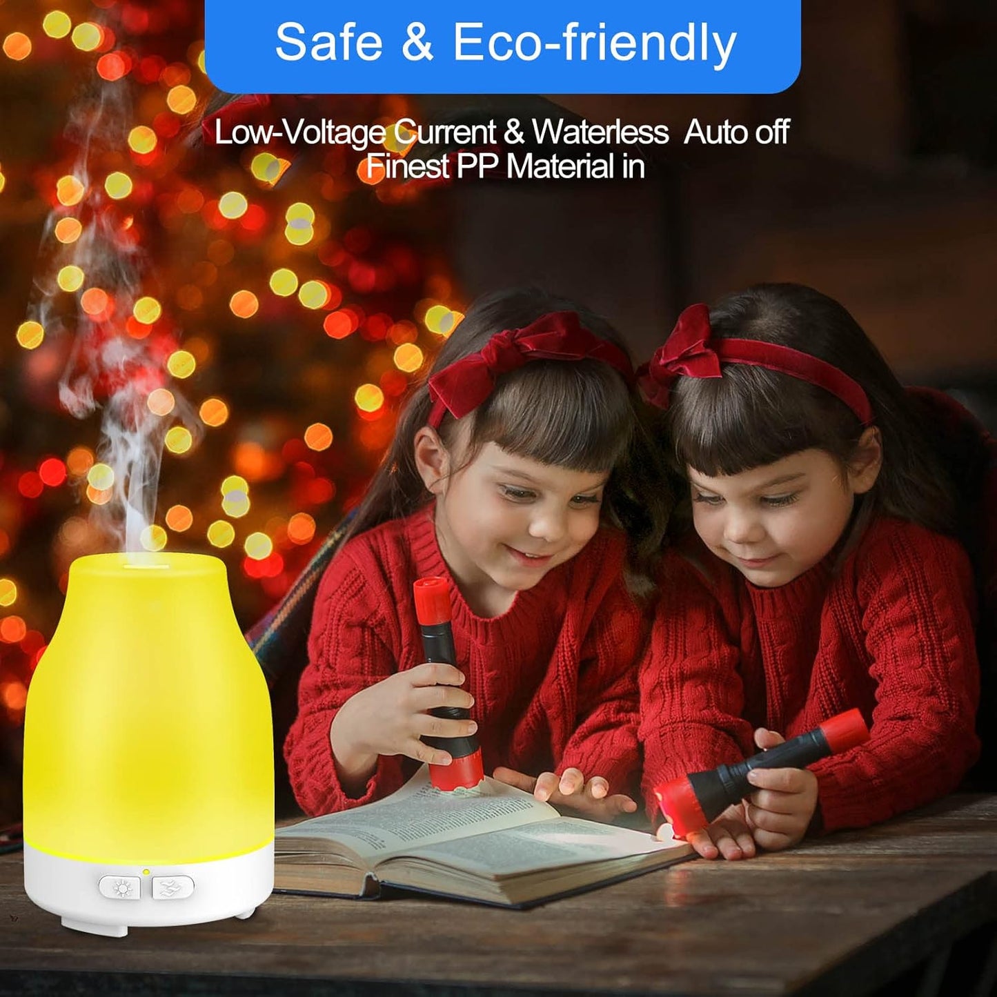 Essential Oil Diffuser, 110Ml Colorful Aromatherapy Diffuser with 8 Colors Lights, Adjustable Mist Mode, Waterless Auto Off, Gifts for Women, Adults