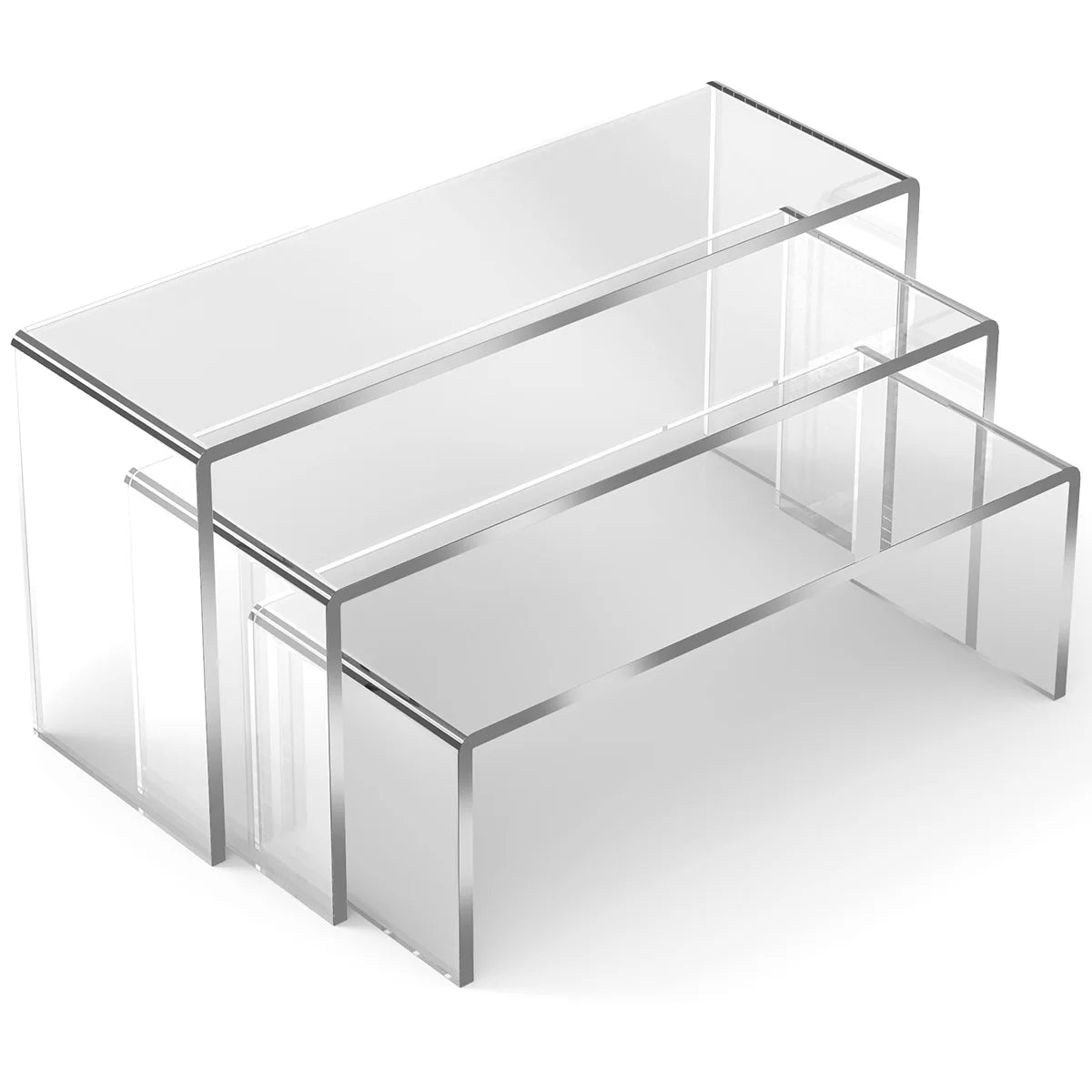3Pcs 3 Tier Acrylic Display Stand Transparent Cupcake Perfume Jewelry Cosmetic Doll Clear Storage Shelf Blind Box Organizer