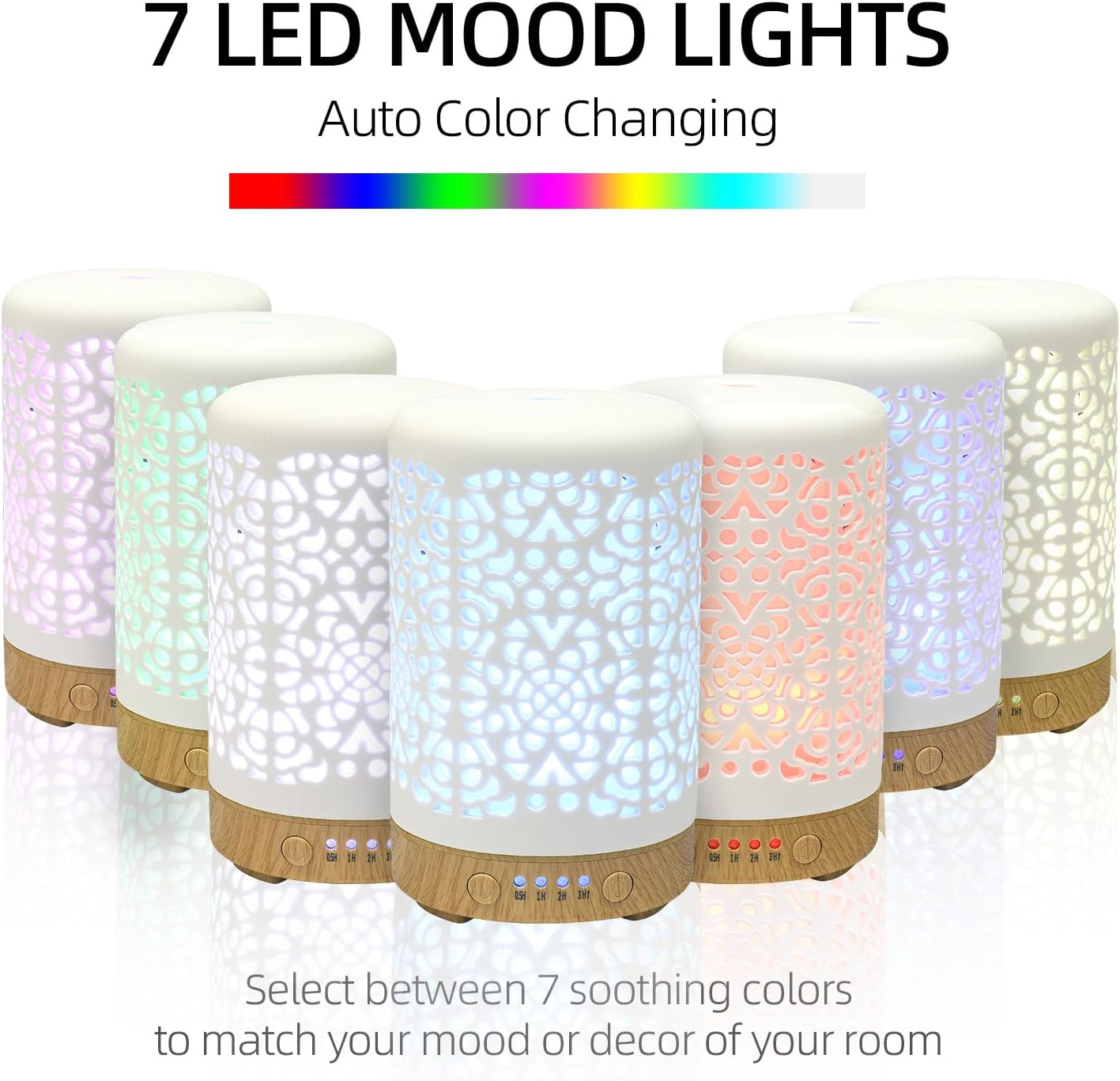 Essential Oil Diffusers, 100Ml White Ceramic Diffuser with 7 LED Lights,Ultrasonic Aromatherapy Diffuser with Waterless Auto-Off for Home Office Baby