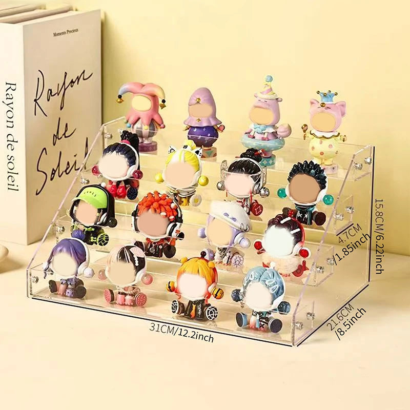 Multi-Layer Acrylic Ladder Shelf Clear Display Rack for Doll Clay Figurine Perfume Display Stand Transparent Storage Shelf