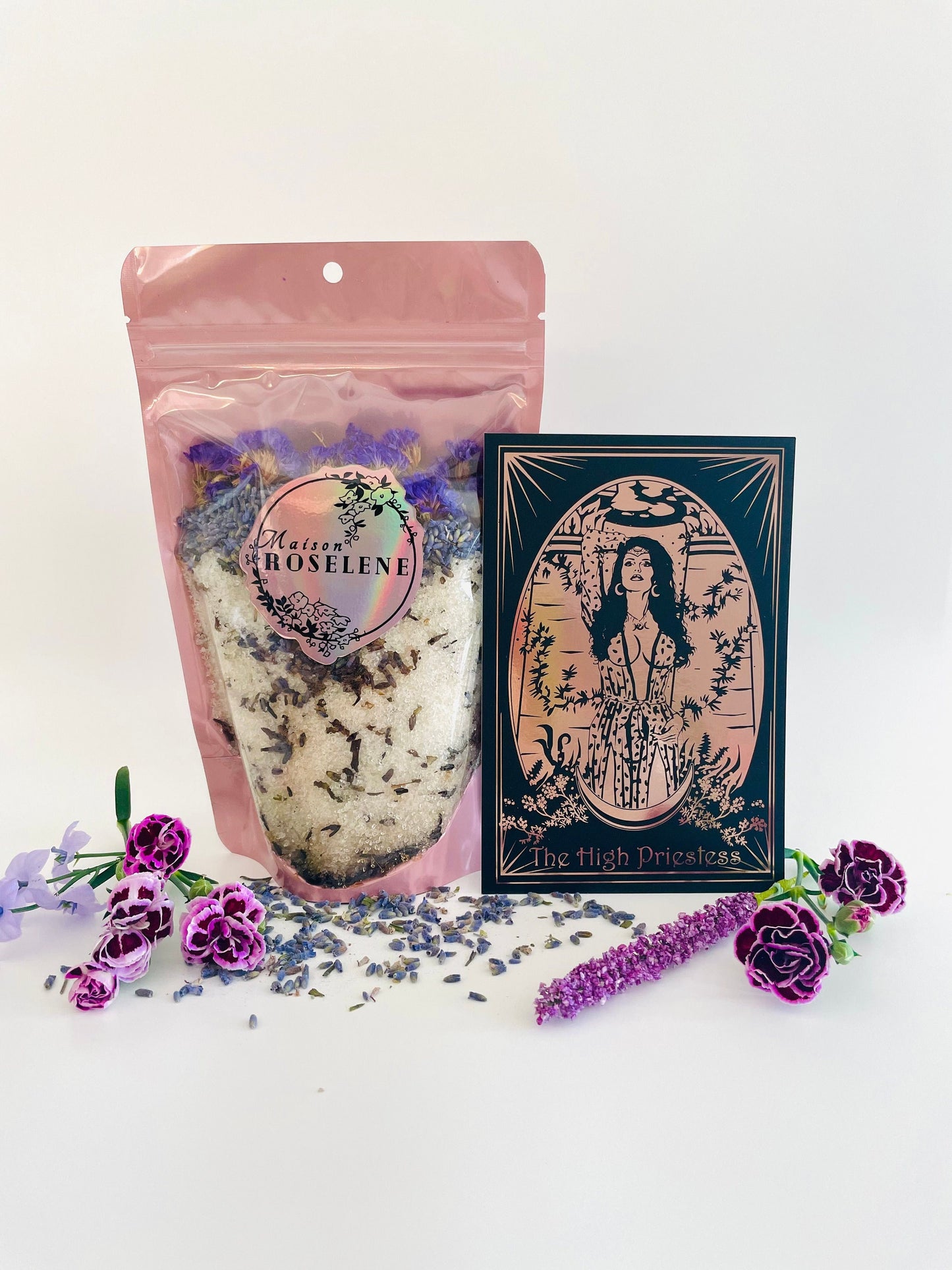 High Priestess Ritual Bath Salts: Lavender Aromatherapy Soak, Tarot Card