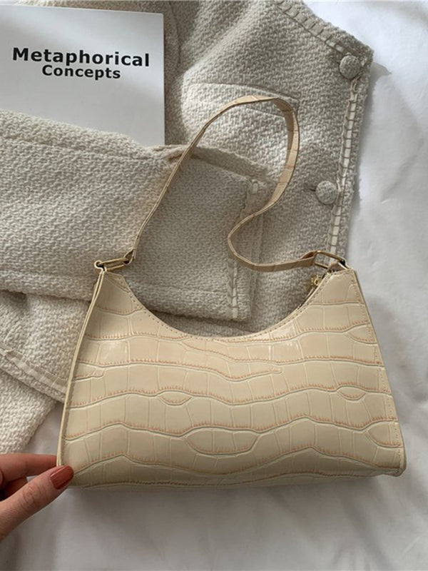 New Fashion Embossed Hand Bag Temperament Stone Pattern Shoulder Bag