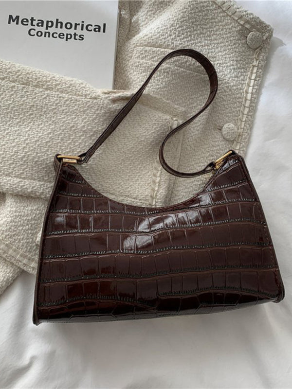New Fashion Embossed Hand Bag Temperament Stone Pattern Shoulder Bag