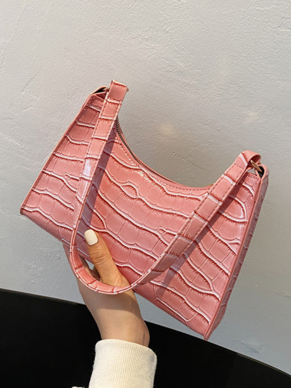 New Fashion Embossed Hand Bag Temperament Stone Pattern Shoulder Bag