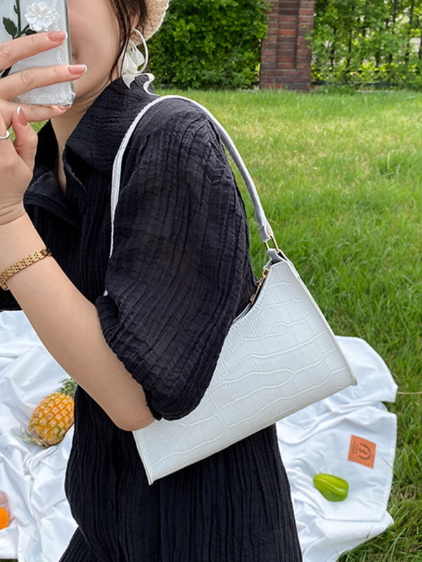 New Fashion Embossed Hand Bag Temperament Stone Pattern Shoulder Bag