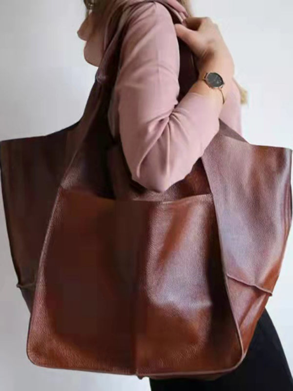 Madison Simple Large Bag Soft Leather Large Capacity One Shoulder Portable Tote Bag