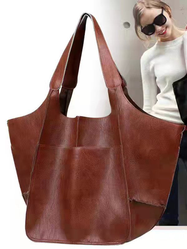 Madison Simple Large Bag Soft Leather Large Capacity One Shoulder Portable Tote Bag