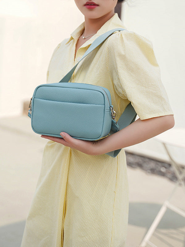 Solid Color PU Messenger Bag Women's Small Bag Ladies Shoulder Bag Small Square Bag