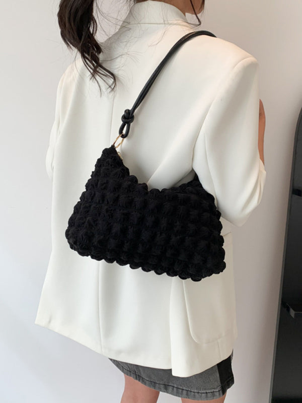 New Soft Square Underarm Bag Simple Solid Color Handbag