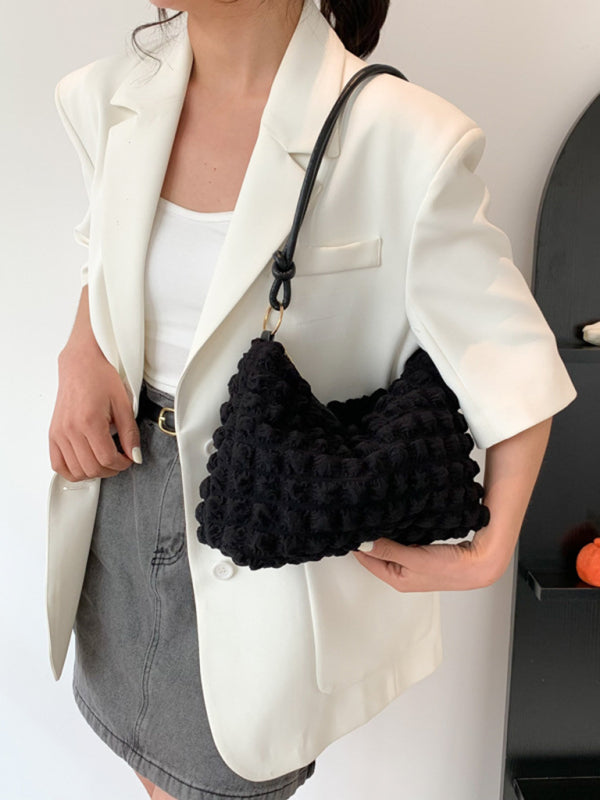 New Soft Square Underarm Bag Simple Solid Color Handbag