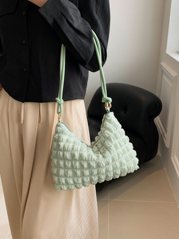 New Soft Square Underarm Bag Simple Solid Color Handbag