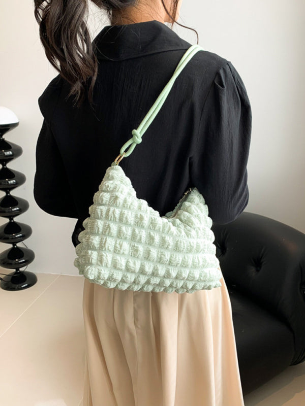 New Soft Square Underarm Bag Simple Solid Color Handbag