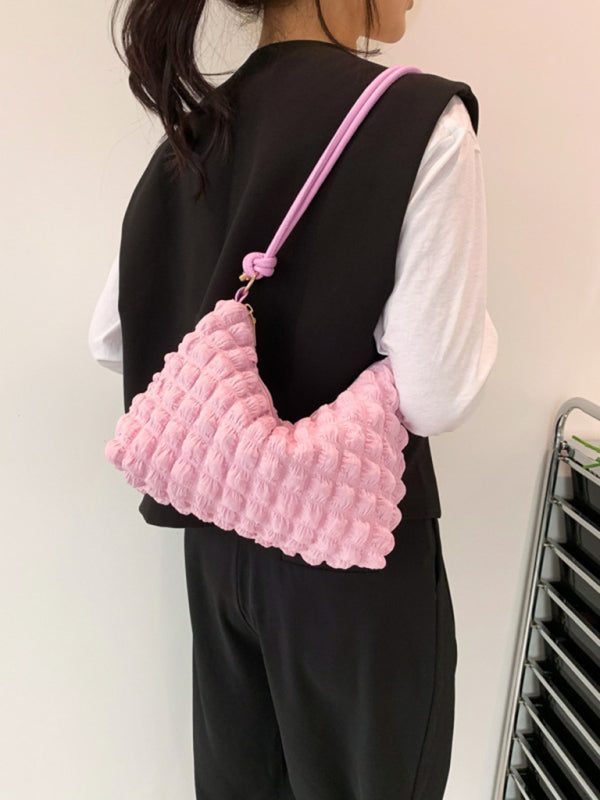 New Soft Square Underarm Bag Simple Solid Color Handbag