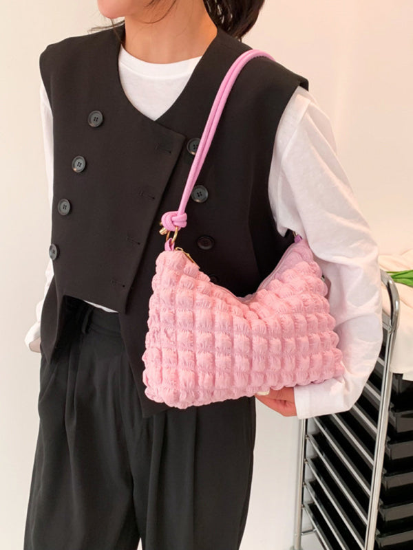 New Soft Square Underarm Bag Simple Solid Color Handbag