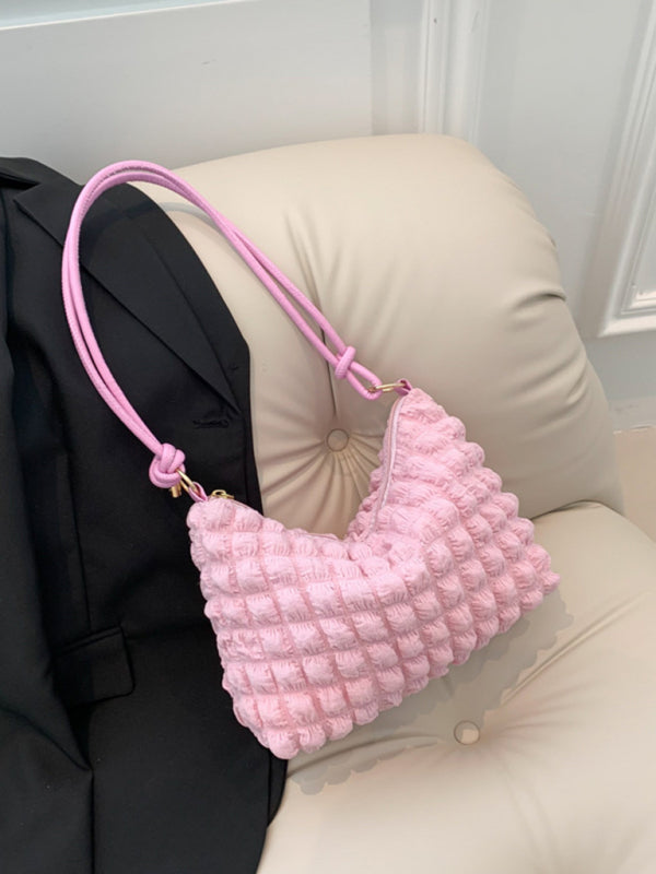 New Soft Square Underarm Bag Simple Solid Color Handbag