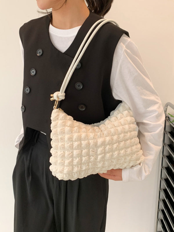 New Soft Square Underarm Bag Simple Solid Color Handbag