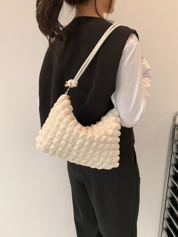 New Soft Square Underarm Bag Simple Solid Color Handbag