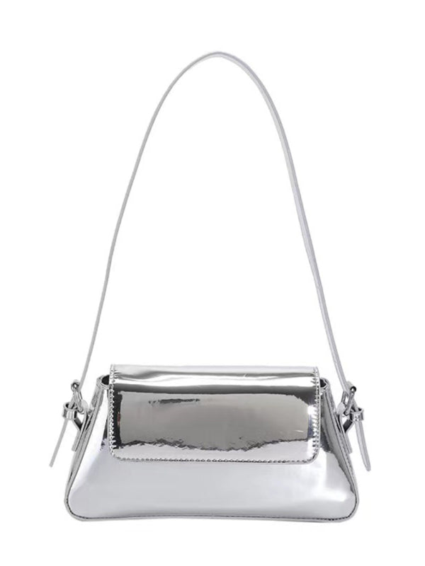 Whitney Fashion Patent Leather Ladies Baguette Texture Glossy Underarm Shoulder Bag