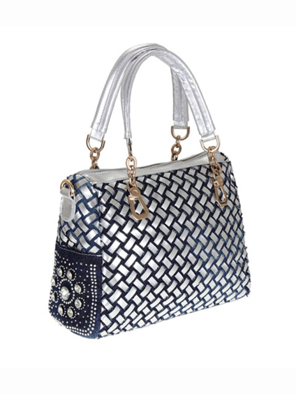 Denim Bag Canvas Hand-held Diamond Shoulder Crossbody Tote Bag