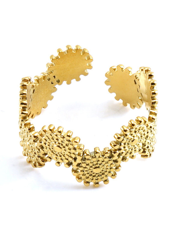 Fashionable And Personalized Retro Style Ring Gold Living Ring
