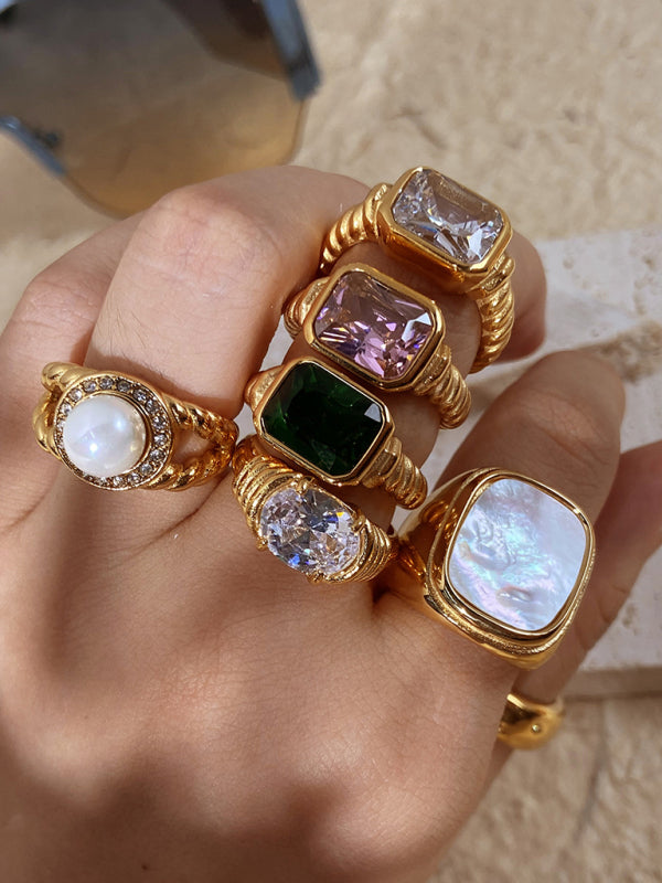 Fashionable Zircon Ring INS Internet Celebrity Ring Pair Ring Jewelry
