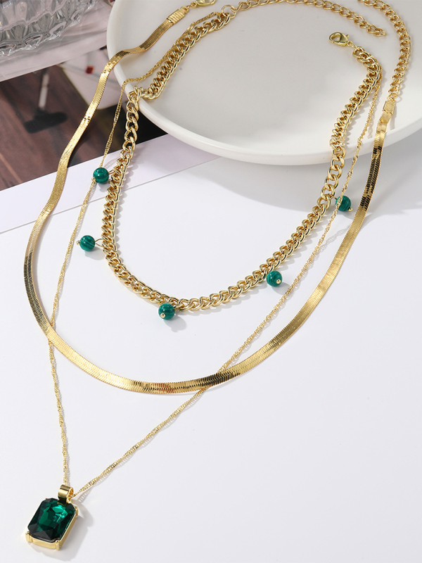 Five-Pointed Star Stacked Zircon Metal Necklace Multi-Layer Necklace New Style