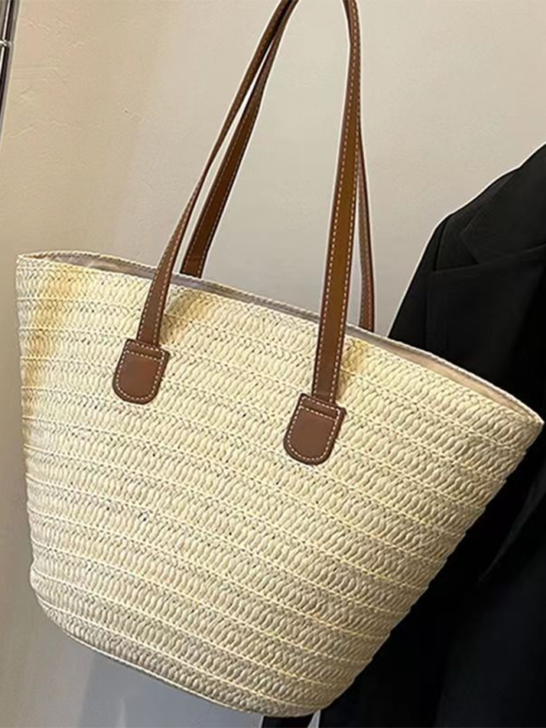 Yasmine Single Shoulder Messenger Woven Bag Women's New Large Capacity Holiday Beach Bag Commuter Tote Bag