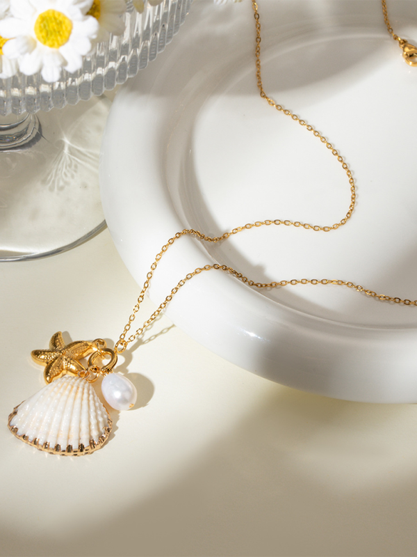 New Ocean Series Pearl Accessories, Fashionable and Versatile Starfish Shell Necklaces and Necklace