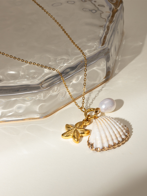 New Ocean Series Pearl Accessories, Fashionable and Versatile Starfish Shell Necklaces and Necklace