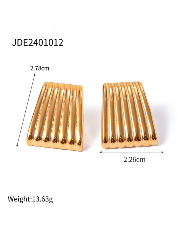 Striped Trapezoidal Earrings With Special Lines