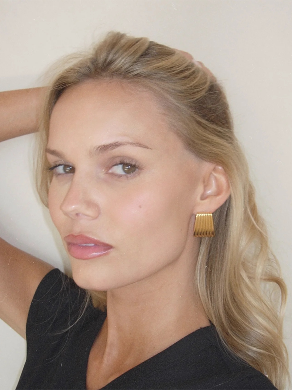 Striped Trapezoidal Earrings With Special Lines