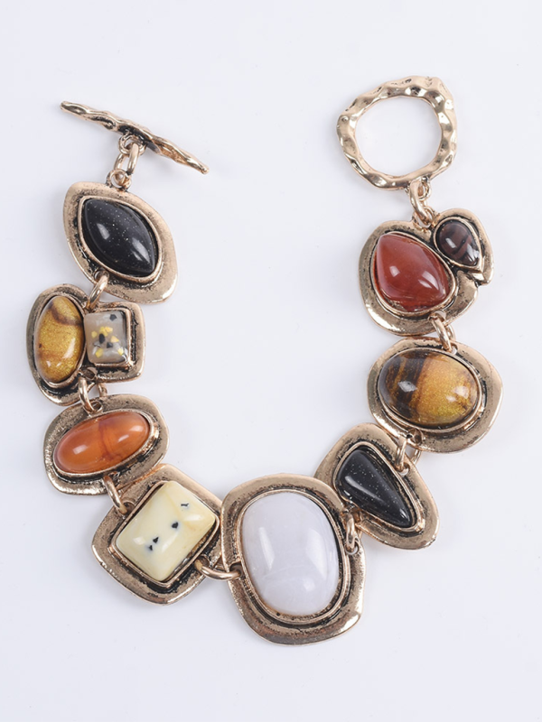 Fashion Personality Geometric Metal Stone Bracelet