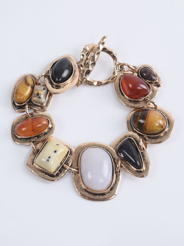 Fashion Personality Geometric Metal Stone Bracelet