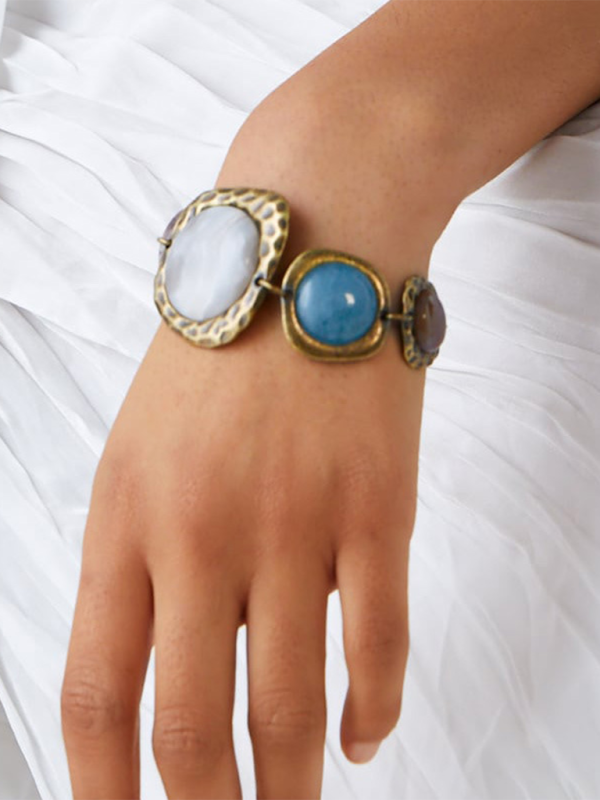 Fashion Personality Geometric Metal Stone Bracelet