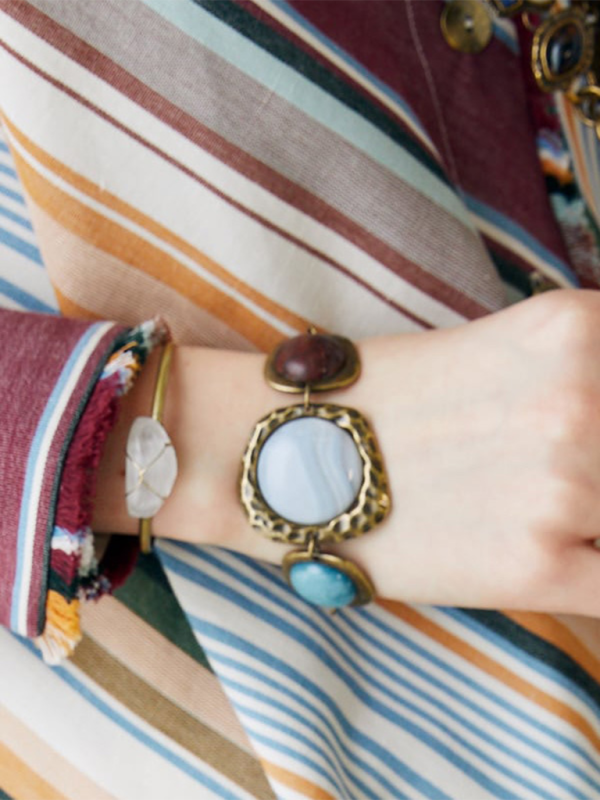 Fashion Personality Geometric Metal Stone Bracelet