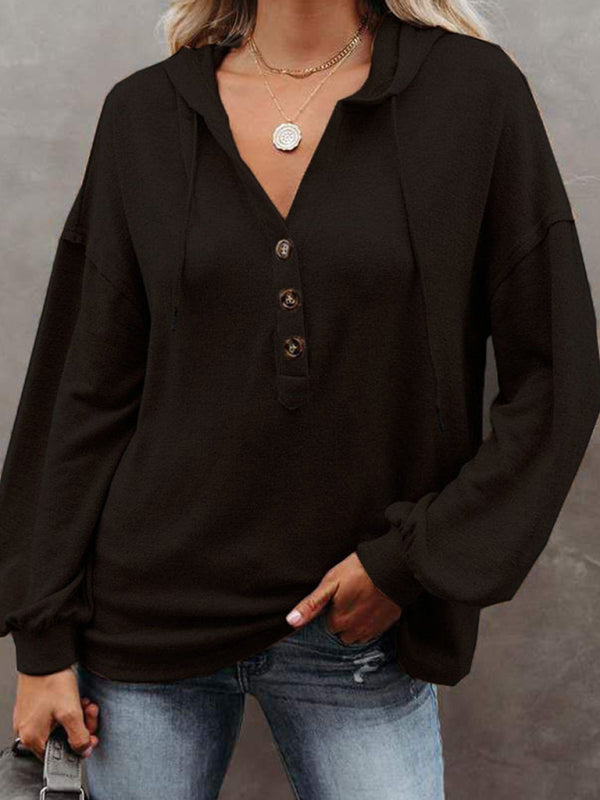 Anya Women's Cardigan Hoodie Casual Loose Solid Color Sweatshirt