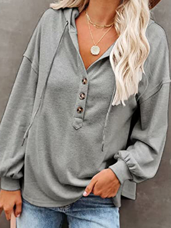 Anya Women's Cardigan Hoodie Casual Loose Solid Color Sweatshirt
