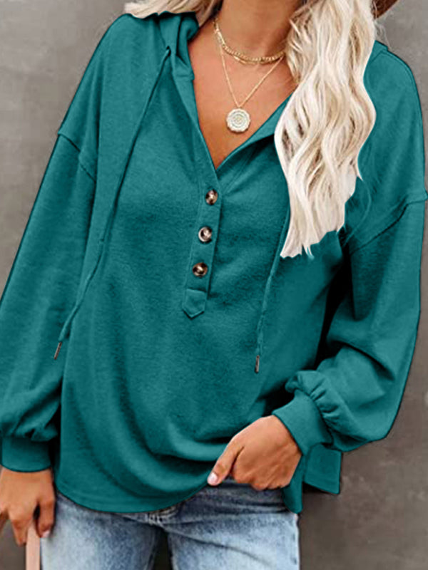 Anya Women's Cardigan Hoodie Casual Loose Solid Color Sweatshirt